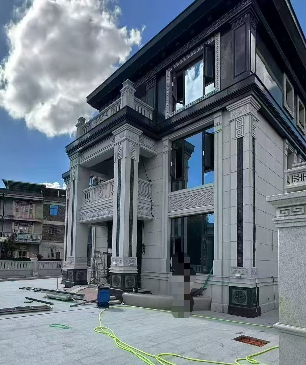 铜川 别墅干挂，芝麻白与芝麻黑完美配合